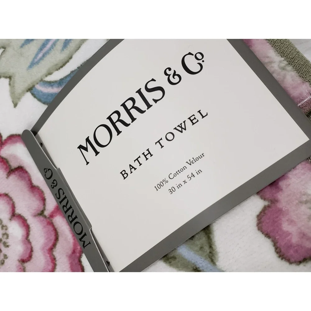 NEW 1 BATH TOWEL Morris & Co WILHELMINA Floral Cotton Velour 30x54